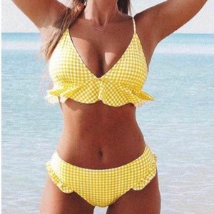 CUPSHE Yellow Polka Dot Bikini